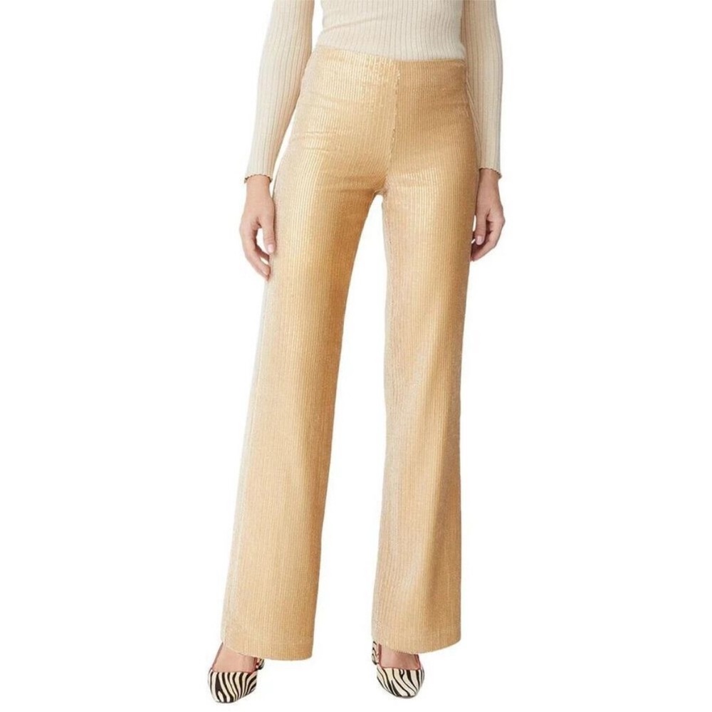 J McLaughlin velvet gold pants w sequins size 6